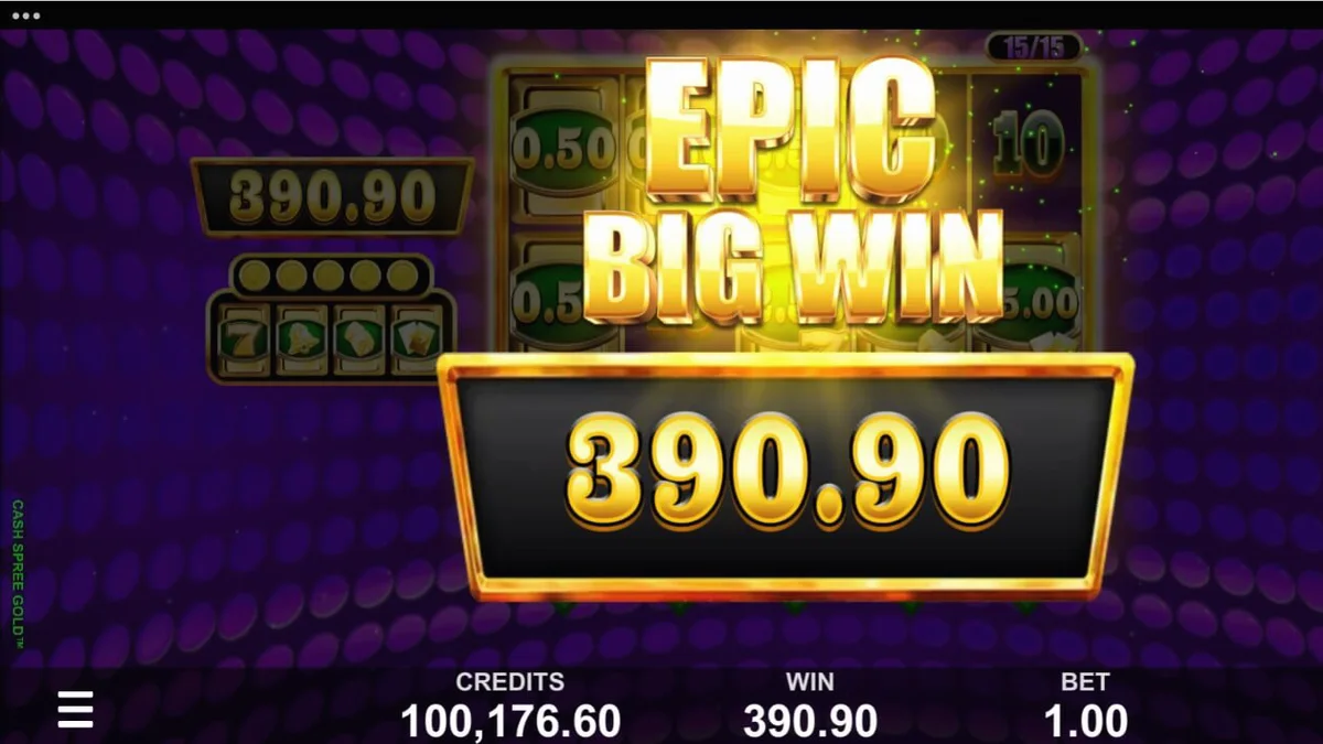 Tampilan visual slot Cash Spree Gold dengan simbol emas dan permata