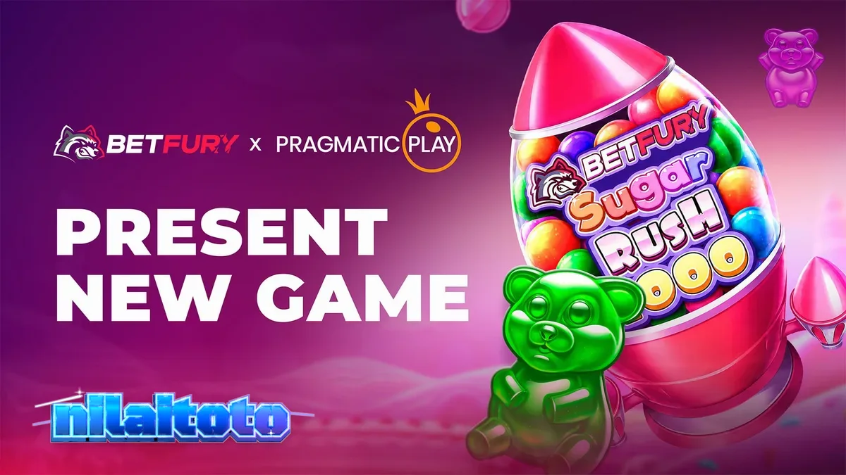 Tampilan visual slot BetFury Sugar Rush 1000 dengan warna-warni cerah